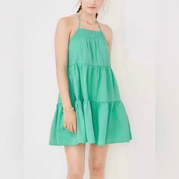 American Eagle Green Tiered Babydoll Mini Dress Sz.S NWT - Picture 2 of 15